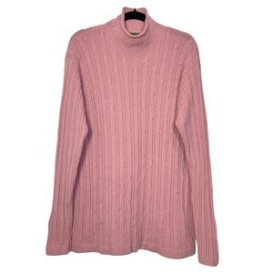 EQUORIAN Heritage Lambswool Cable Knit Sweater Size M Pink Preppy Academia Fall